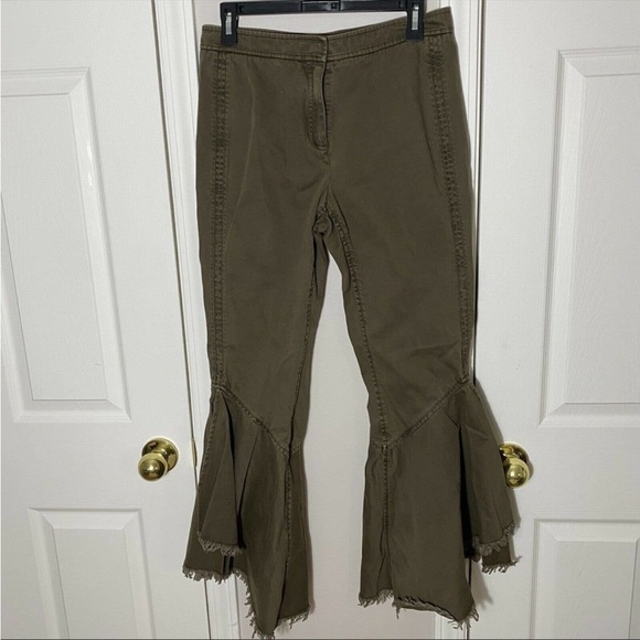 Cinq a Sept Frayed Flare Hem Wysteria Pant Olive - Picture 2 of 8